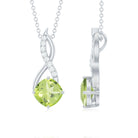 Cushion Cut Peridot Solitaire Infinity Pendant with Diamond Peridot - ( AAA ) - Quality - Rosec Jewels