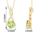 Cushion Cut Peridot Solitaire Infinity Pendant with Diamond Peridot - ( AAA ) - Quality - Rosec Jewels