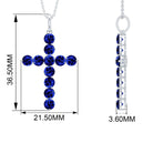 Simple Created Blue Sapphire Cross Pendant Necklace Lab Created Blue Sapphire - ( AAAA ) - Quality - Rosec Jewels