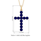 Simple Created Blue Sapphire Cross Pendant Necklace Lab Created Blue Sapphire - ( AAAA ) - Quality - Rosec Jewels