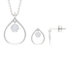 Diamond and Gold Open Teardrop Pendant and Earring Set for Women Diamond - ( HI-SI ) - Color and Clarity - Rosec Jewels