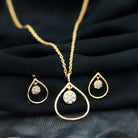 Diamond and Gold Open Teardrop Pendant and Earring Set for Women Diamond - ( HI-SI ) - Color and Clarity - Rosec Jewels