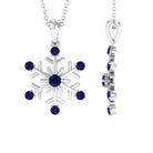 Created Blue Sapphire Simple Snowflake Pendant Lab Created Blue Sapphire - ( AAAA ) - Quality - Rosec Jewels