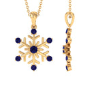 Created Blue Sapphire Simple Snowflake Pendant Lab Created Blue Sapphire - ( AAAA ) - Quality - Rosec Jewels