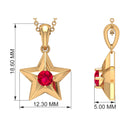 1/4 CT Elegant Ruby and Gold Star Pendant for Women Ruby - ( AAA ) - Quality - Rosec Jewels