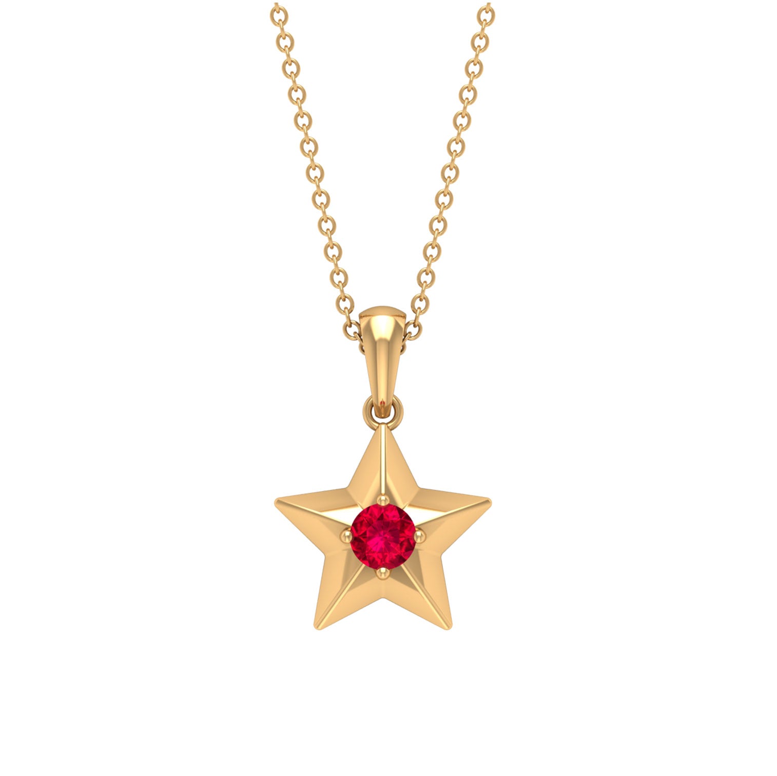 1/4 CT Elegant Ruby and Gold Star Pendant for Women Ruby - ( AAA ) - Quality - Rosec Jewels