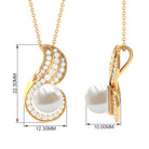 Contemporary Freshwater Pearl Pendant Necklace with Diamond Freshwater Pearl - ( AAA ) - Quality - Rosec Jewels