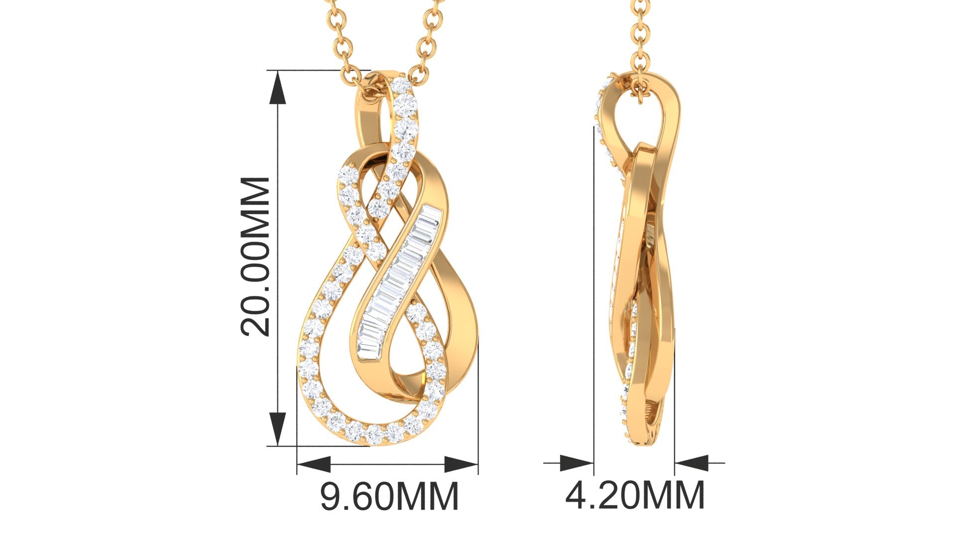 Genuine Diamond Twin Interlocked Infinity Pendant Necklace Diamond - ( HI-SI ) - Color and Clarity - Rosec Jewels