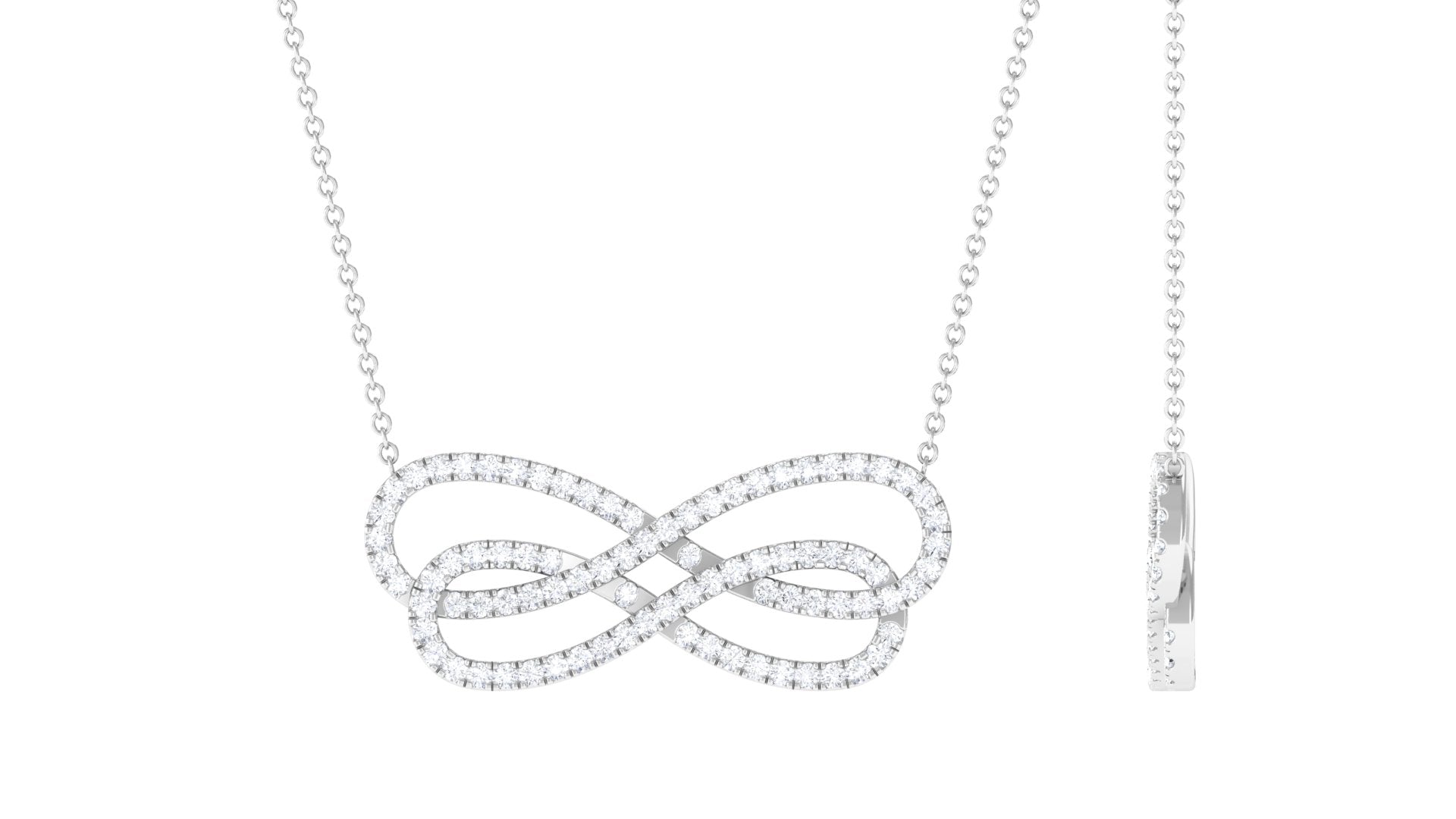 Diamond Twin Infinity Interlock Necklace Diamond - ( HI-SI ) - Color and Clarity - Rosec Jewels