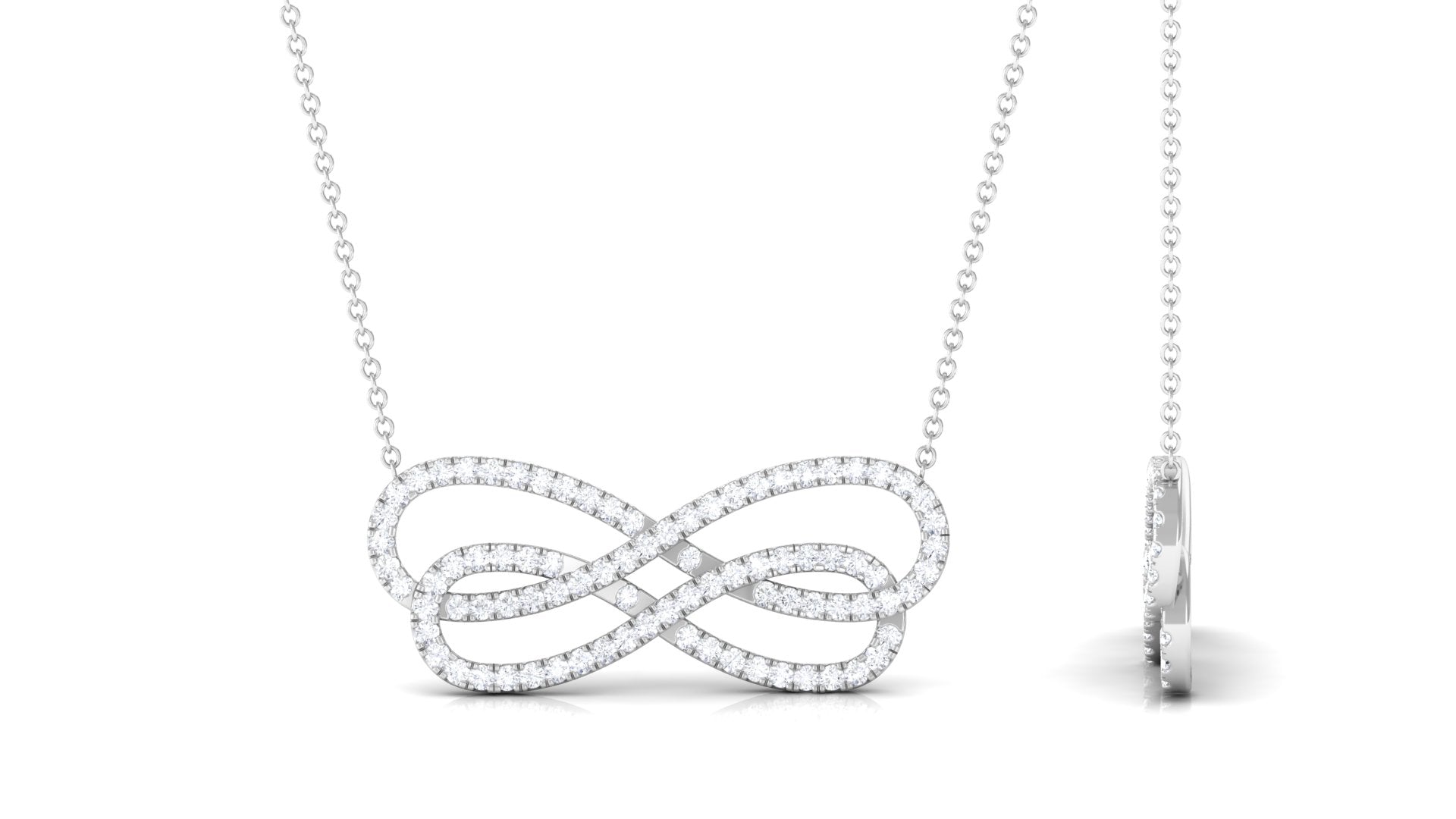 Diamond Twin Infinity Interlock Necklace Diamond - ( HI-SI ) - Color and Clarity - Rosec Jewels