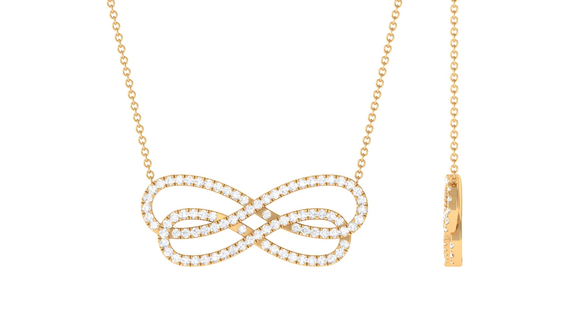 Diamond Twin Infinity Interlock Necklace Diamond - ( HI-SI ) - Color and Clarity - Rosec Jewels