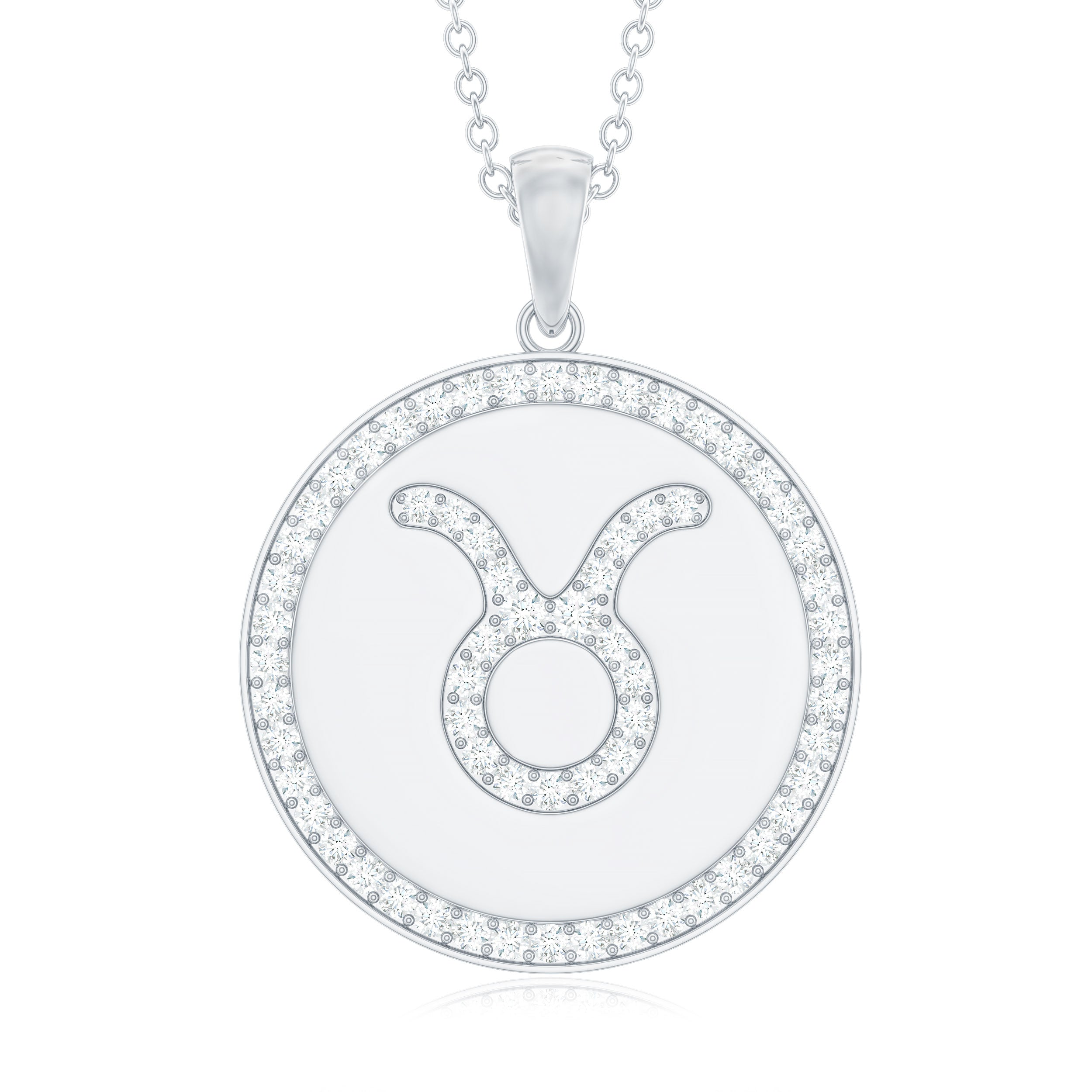 Moissanite Taurus Constellation Disc Pendant Moissanite - ( D-VS1 ) - Color and Clarity - Rosec Jewels