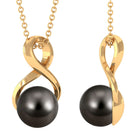 Simple Solitaire Tahitian Pearl and Gold Infinity Pendant Tahitian pearl - ( AAA ) - Quality - Rosec Jewels