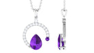 Pear Cut Amethyst Teardrop Pendant with Diamond Amethyst - ( AAA ) - Quality - Rosec Jewels