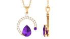 Pear Cut Amethyst Teardrop Pendant with Diamond Amethyst - ( AAA ) - Quality - Rosec Jewels