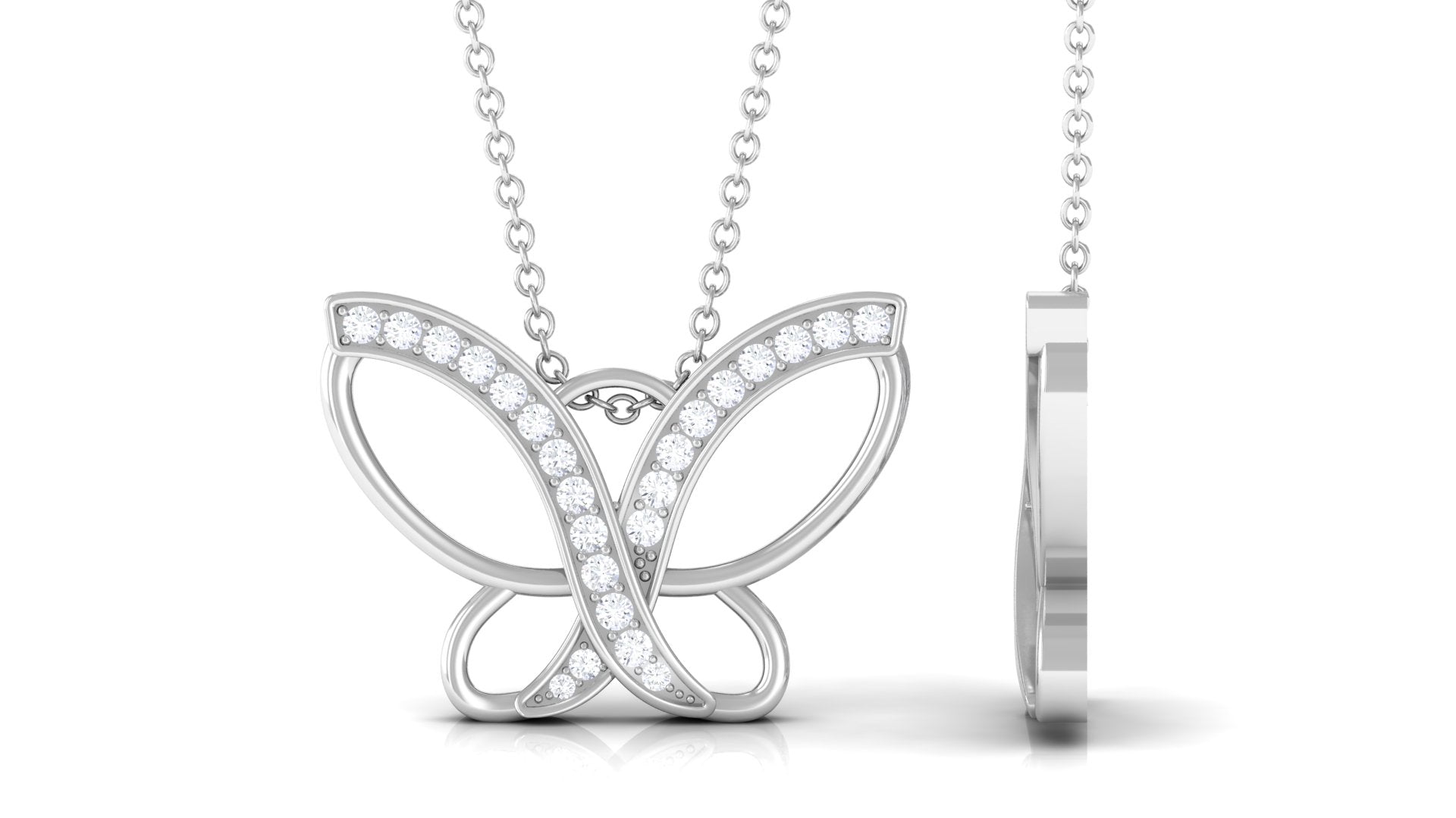 0.25 CT Butterfly Pendant Necklace with Diamond Diamond - ( HI-SI ) - Color and Clarity - Rosec Jewels