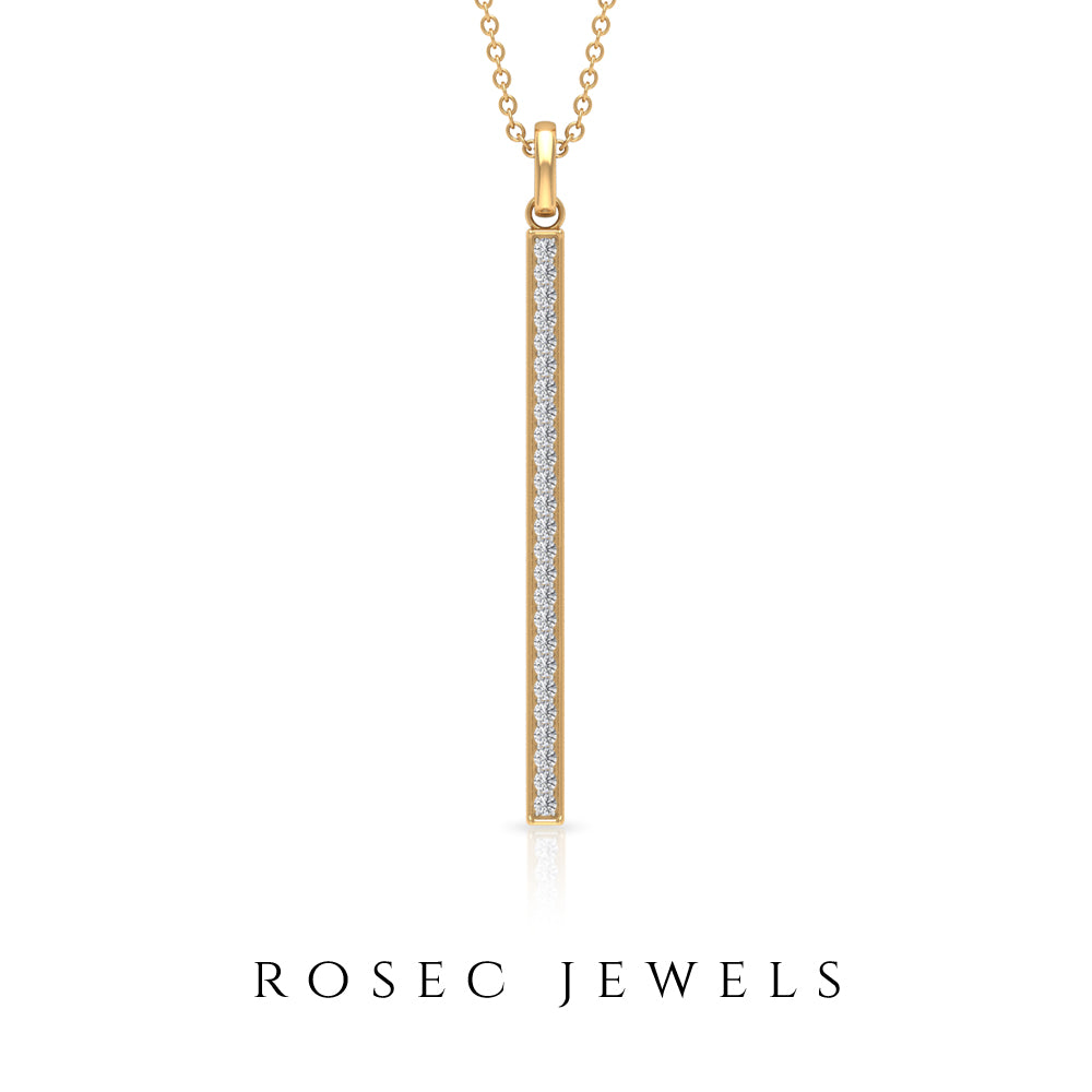 1/4 CT Diamond Vertical Bar Drop Pendant Diamond - ( HI-SI ) - Color and Clarity - Rosec Jewels