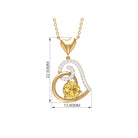 1.25 CT Citrine and Diamond Heart Drop Pendant Citrine - ( AAA ) - Quality - Rosec Jewels