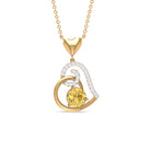 1.25 CT Citrine and Diamond Heart Drop Pendant Citrine - ( AAA ) - Quality - Rosec Jewels