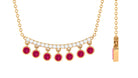 Bezel Set Ruby Seven Stone Bar Necklace with Diamond Ruby - ( AAA ) - Quality - Rosec Jewels