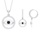 2 CT Black Onyx Evil Eye Jewelry Set with Moissanite Eternity Black Onyx - ( AAA ) - Quality - Rosec Jewels