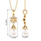 Diamond Snowflake Freshwater Pearl Dangle Drop Pendant Freshwater Pearl - ( AAA ) - Quality - Rosec Jewels