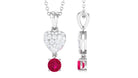 Real Ruby and Diamond Heart Drop Pendant Ruby - ( AAA ) - Quality - Rosec Jewels