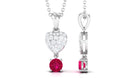 Real Ruby and Diamond Heart Drop Pendant Ruby - ( AAA ) - Quality - Rosec Jewels