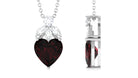 Heart Shape Garnet Solitaire Pendant with Diamond Stones Garnet - ( AAA ) - Quality - Rosec Jewels