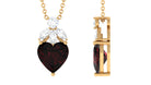 Heart Shape Garnet Solitaire Pendant with Diamond Stones Garnet - ( AAA ) - Quality - Rosec Jewels