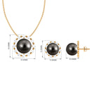 Black Tahitian Pearl and Moissanite Jewellery Set Tahitian pearl - ( AAA ) - Quality - Rosec Jewels