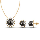 Black Tahitian Pearl and Moissanite Jewellery Set Tahitian pearl - ( AAA ) - Quality - Rosec Jewels