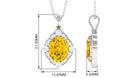 Lab Created Yellow Sapphire Oval Halo Pendant with Diamond Lab Created Yellow Sapphire - ( AAAA ) - Quality - Rosec Jewels