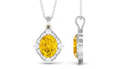 Lab Created Yellow Sapphire Oval Halo Pendant with Diamond Lab Created Yellow Sapphire - ( AAAA ) - Quality - Rosec Jewels