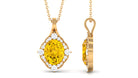 Lab Created Yellow Sapphire Oval Halo Pendant with Diamond Lab Created Yellow Sapphire - ( AAAA ) - Quality - Rosec Jewels