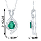 Pear Cut Created Emerald Teardrop Pendant with Moissanite Accent Lab Created Emerald - ( AAAA ) - Quality - Rosec Jewels