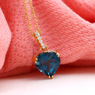 8 MM Heart Shape London Blue Topaz Pendant with Diamond London Blue Topaz - ( AAA ) - Quality - Rosec Jewels