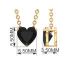 Heart Shape Black Onyx Solitaire Drop Pendant Necklace Black Onyx - ( AAA ) - Quality - Rosec Jewels