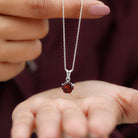 Six Prong Set Round Garnet Solitaire Pendant with Decorative Bail Garnet - ( AAA ) - Quality - Rosec Jewels