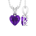 8 MM Heart Shape Amethyst Pendant in 3 Prong Setting with Decorative Bail Amethyst - ( AAA ) - Quality - Rosec Jewels