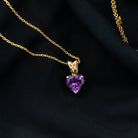 8 MM Heart Shape Amethyst Pendant in 3 Prong Setting with Decorative Bail Amethyst - ( AAA ) - Quality - Rosec Jewels