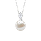 8 CT Marquise Shape Minimal Pendant with Freshwater Pearl Drop and Diamond Freshwater Pearl - ( AAA ) - Quality - Rosec Jewels