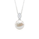 8 CT Marquise Shape Minimal Pendant with Freshwater Pearl Drop and Diamond Freshwater Pearl - ( AAA ) - Quality - Rosec Jewels