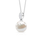 8 CT Marquise Shape Minimal Pendant with Freshwater Pearl Drop and Diamond Freshwater Pearl - ( AAA ) - Quality - Rosec Jewels