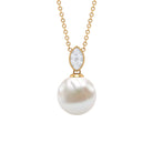 8 CT Marquise Shape Minimal Pendant with Freshwater Pearl Drop and Diamond Freshwater Pearl - ( AAA ) - Quality - Rosec Jewels