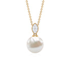 8 CT Marquise Shape Minimal Pendant with Freshwater Pearl Drop and Diamond Freshwater Pearl - ( AAA ) - Quality - Rosec Jewels