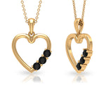 1/2 CT Simple Black Diamond and Gold Heart Pendant Necklace Black Diamond - ( AAA ) - Quality - Rosec Jewels