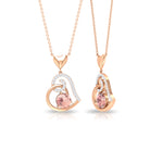 Morganite Heart Drop Pendant with Diamond Accent Morganite - ( AAA ) - Quality - Rosec Jewels