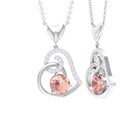 Morganite Heart Drop Pendant with Diamond Accent Morganite - ( AAA ) - Quality - Rosec Jewels