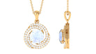 Minimal Moonstone and Diamond Swirl Halo Pendant Necklace Moonstone - ( AAA ) - Quality - Rosec Jewels